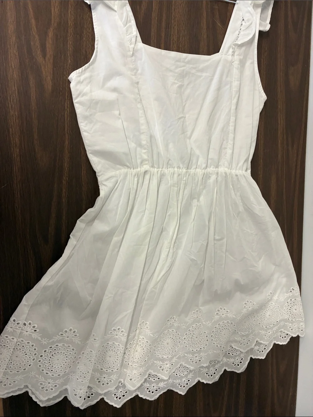 Steve Madden White Eyelet Ruffle Strap Dress